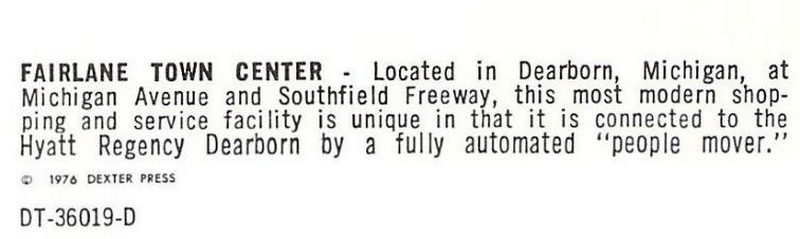 Fairlane Town Center - Vintage Postcard (newer photo)